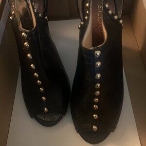 Black and Gold studded booties